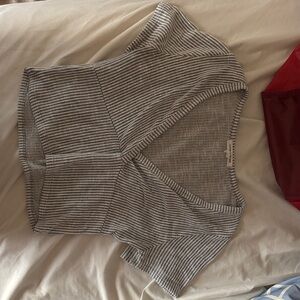 Caution To The Wind Gray Striped Crop Top